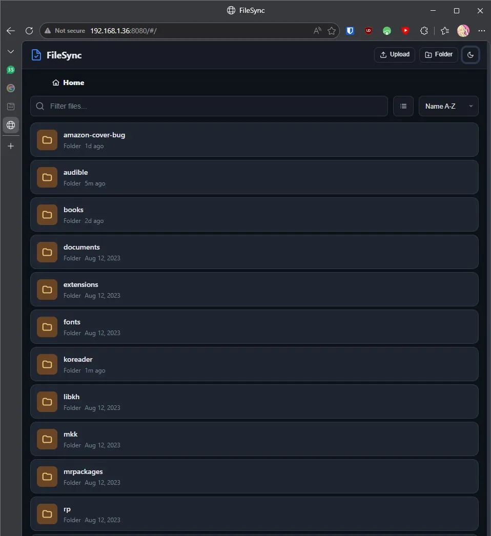 FileSync web server accessible on port 8080